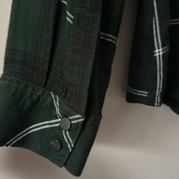 SANCTUARY HUNTER GREEN PLAID BUTTON DOWN BLOUSE SIZE LARGE - Picture 5 of 6